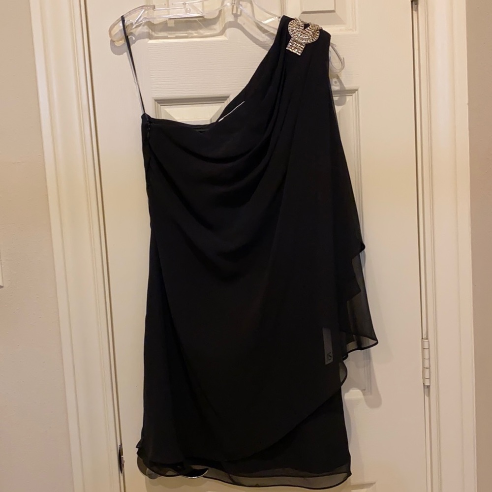 JS Boutique One Shoulder Black Chiffon Dress New